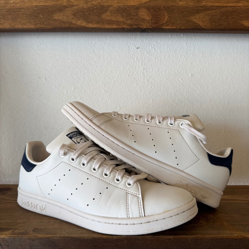 Adidas Stan Smith Mens Size 8 White Navy Blue Sneakers FX5501